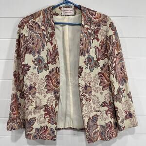 Schrader Sports Vintage Tapestry Jacket Blazer women’s size 8 Floral